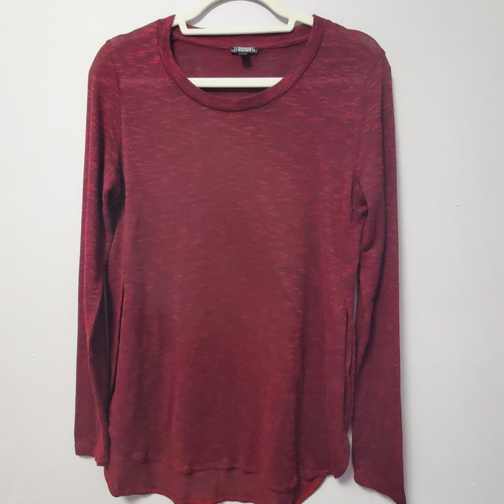 Hannah knit top  Dark red, burgandy, black  Size S